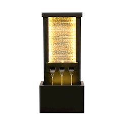 Zinc Metal Fountain with Stone Brick and LED Lights - Outdoor