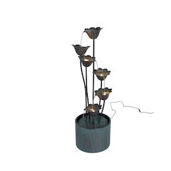 Metal Lily Flower Pouring Into Bucket Fountain with 5 Ww LED