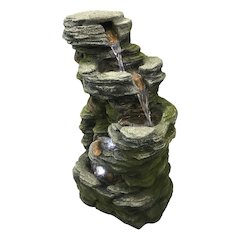 Multilevel Stone Fountain with 3 Cool White LED Lights