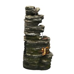 Multi-Level Stone Fountain with Light