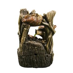 Tree Trunk Fountain W/3 Leaves & LED