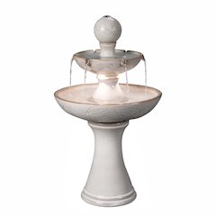 Enchanting Ivory 2 Tier Ceramic Fountain with Lights: Serenity in Every Cascade
