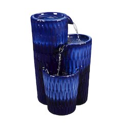 Blue Ceramic Fountain - Serenity in Simplicity, No Lights