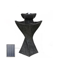 Solar-Powered Contemporary Pedestel Fountain with Cool White LED Lights