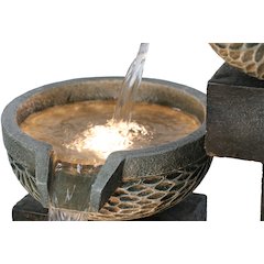 4 Tiers Modern Cascading Water Fountain Outdoor with Warm White LEDS