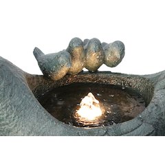 Lighted Bird Bath Fountain Outdoor with Warm White LEDS