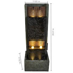 40" H Rectangular Freestanding Fountain with 6 Warm White LEDS