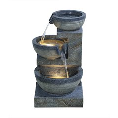 Enchanting Outdoor Fountain with 12 Warm White LED Lights - Gray