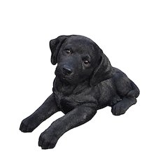 Midnight Reverie: Sleek Black Polyresin Lying Labrador Figurine