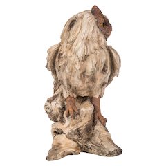 Driftwood Eagle Owl On Stump Statue