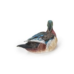 Colorful Sitting Wood Duck Garden Statue