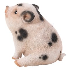 Chubby Piglet Sitting - Pink with Black Spots