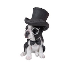 Boston Terrier W/Top Hat, Spectacle, & Bow Tie Statue
