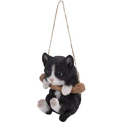 Hanging Black/White Kitten Statue
