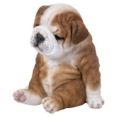 Sitting Sleepy Bulldog Puppy Statue