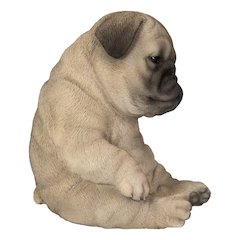 Sleepy Pug Puppy Statue Sitting