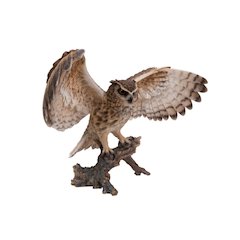 Eagle Owl On Branch W/Wings Out