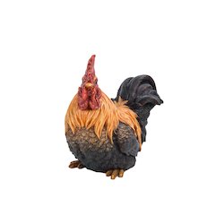 Squatting Rooster Statue
