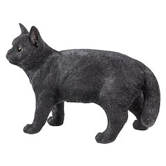 Black Cat Walking Looking Left Statue