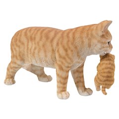Mother Cat Carrying Kitten - Orange Tabby