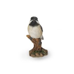 Chickadee Peeking On Stump Garden Statue