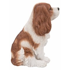 Brown/White King Charles Spaniel Sitting Statue