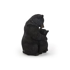 Cuddling Mother And Baby Bear Garden Statue - Black