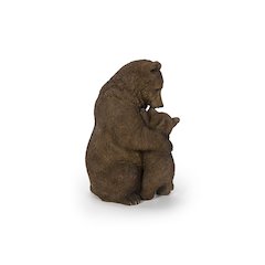 Cuddling Mother And Baby Bear Garden Statue - Brown