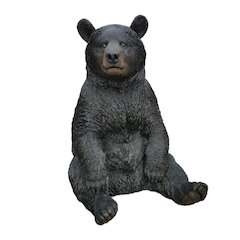 Onyx Guardian: Majestic Black Polyresin Sitting Bear Figurine