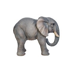 Elephant Standing W/Trunk Down Statue