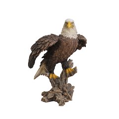 Bald Eagle On Stump W/Wings Out Statue