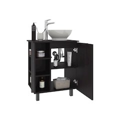 Vessel Sink Vanity With One Door Storage, Freestanding Bathroom Cabinet, Black