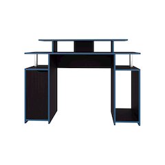 Keria 47" Wide 2-Tier Gamer Desk With Three Shelves And PC Tower Stand, Black