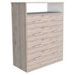 Peru Four Drawer Dresser Light Gray / White MDF