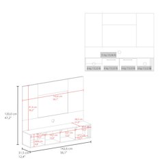 Vance Floating Entertainment Center Natural Oak - White MDF