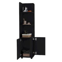 Malibu Corner Linen Cabinet Black MDF