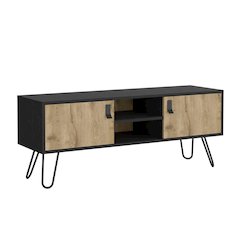 Huna TV Stand Black / Macadamia MDF
