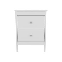 Newcastle Nightstand Two Drawer And Open Shelf, Modern Bedside Table, White