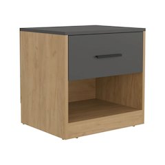 Alder Nightstand Matt Gray - Natural Oak MDF