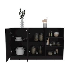 Ginger Kitchen Island Black Wengue MDF