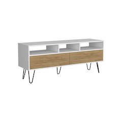 Tori 54" Wide TV Stand White - Natural Oak MDF