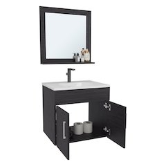 Blake Bathroom Cabinet with Mirror Cabinet Black MDF