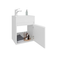 Wide Floating Bathroom Vanity, Resin Sink Compact Wall-Mounted Design, White
