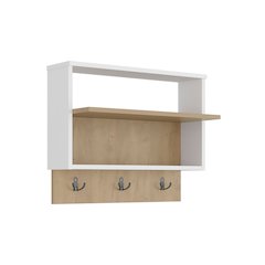 Console Table with Open Shelf, Slim Design, Storage Solution, White, Natural Oak