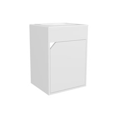 Bethel Floating Wide One-Door Vanity With Resin Sink And Two Shelves, White