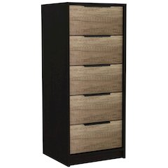 Kaia Five Drawer Dresser Black / Pine MDF