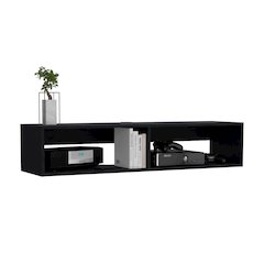 Rockwood Floating TV Stand Black MDF