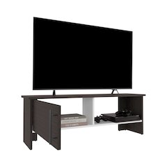 Navia One-Door TV Stand Dark Walnut - White MDF