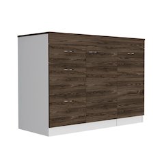 Grecia Kitchen Island White / Dark Walnut MDF
