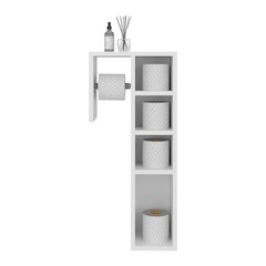 Freestanding Toilet Paper Cabinet With Slim Vertical Design, White